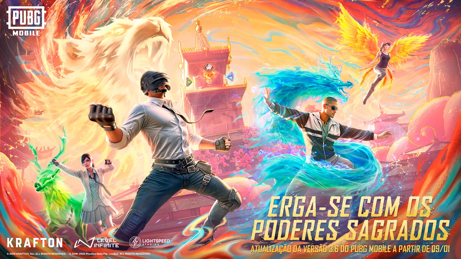 PUBG MOBILE 3.6! PUBG MOBILE lançou sua atualização 3.6, disponível até 5 de março de 2024. Ela inclui o modo Quarteto Sagrado